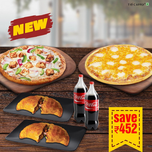 8 Cheese(Med) + Makhani Paneer(Med) + (2)paneer Calzones + (2)coke (750ml)